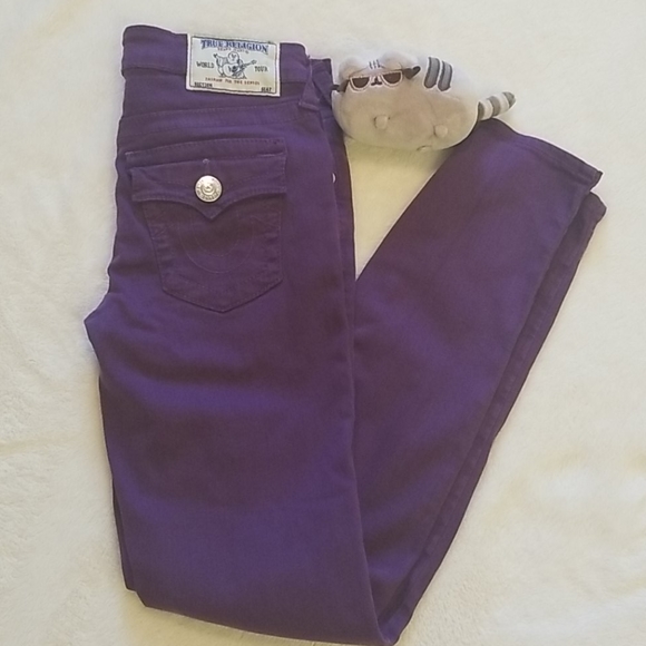 True Religion Girl's Purple Jeans Size 10 Skinny - Picture 2 of 10